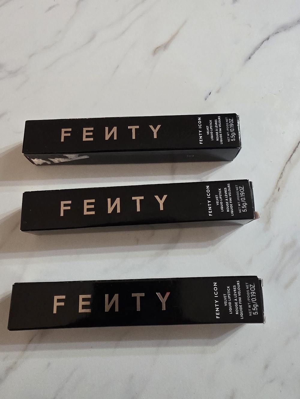Fenty Beauty Velvet Liquid Lipstick in Black Box with Rose Gold Logo